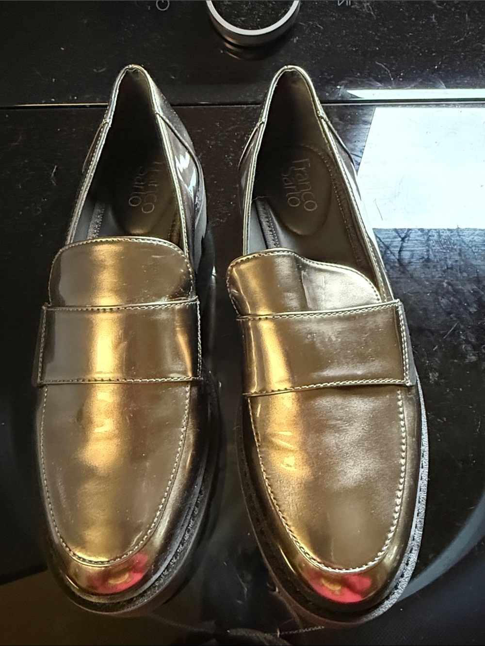 Franco Sarto Women’s Metallic Silver Lug-Sole Loafers